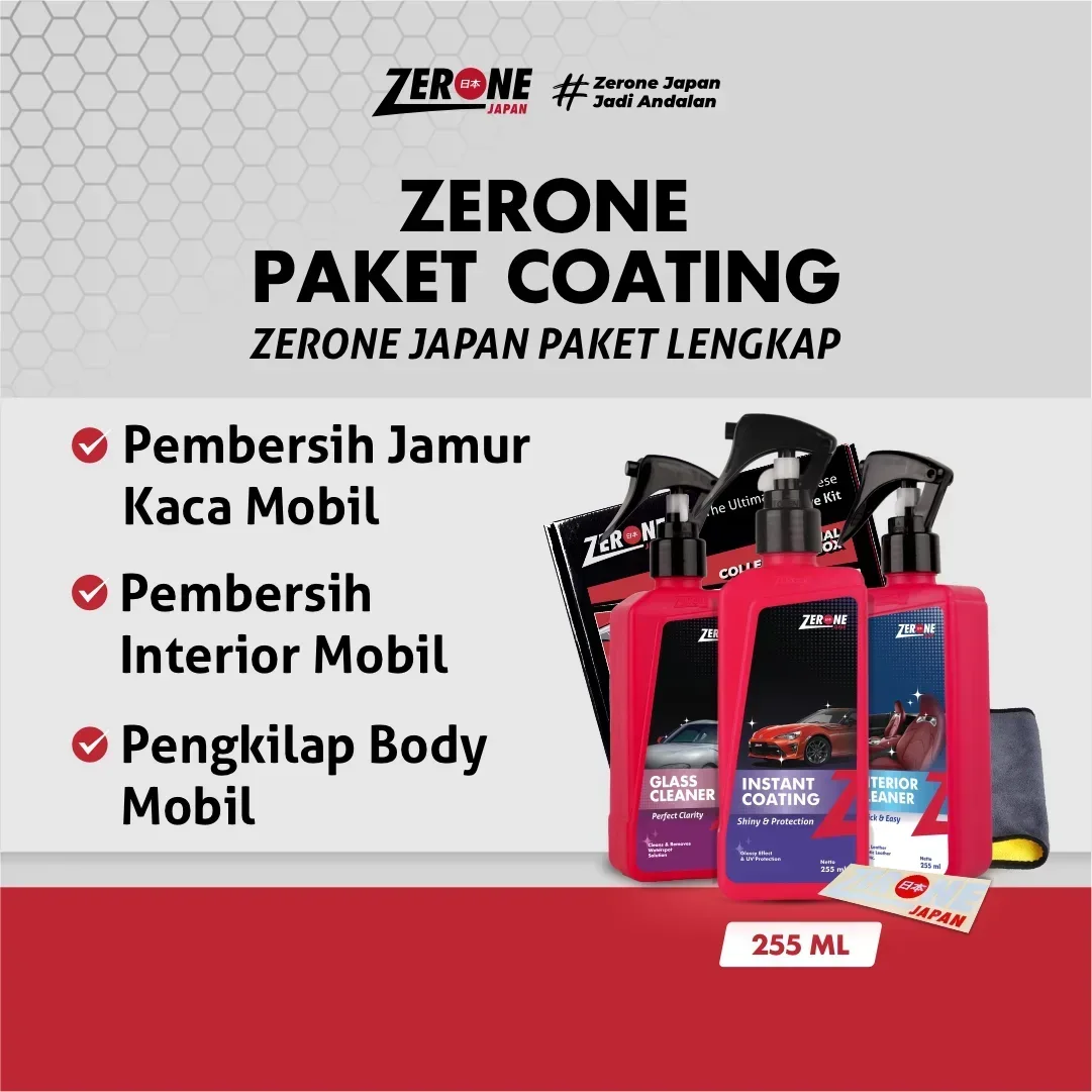 Zerone Paket Coating 255ml – Kit Pengkilap Body Motor Efek Daun Talas
