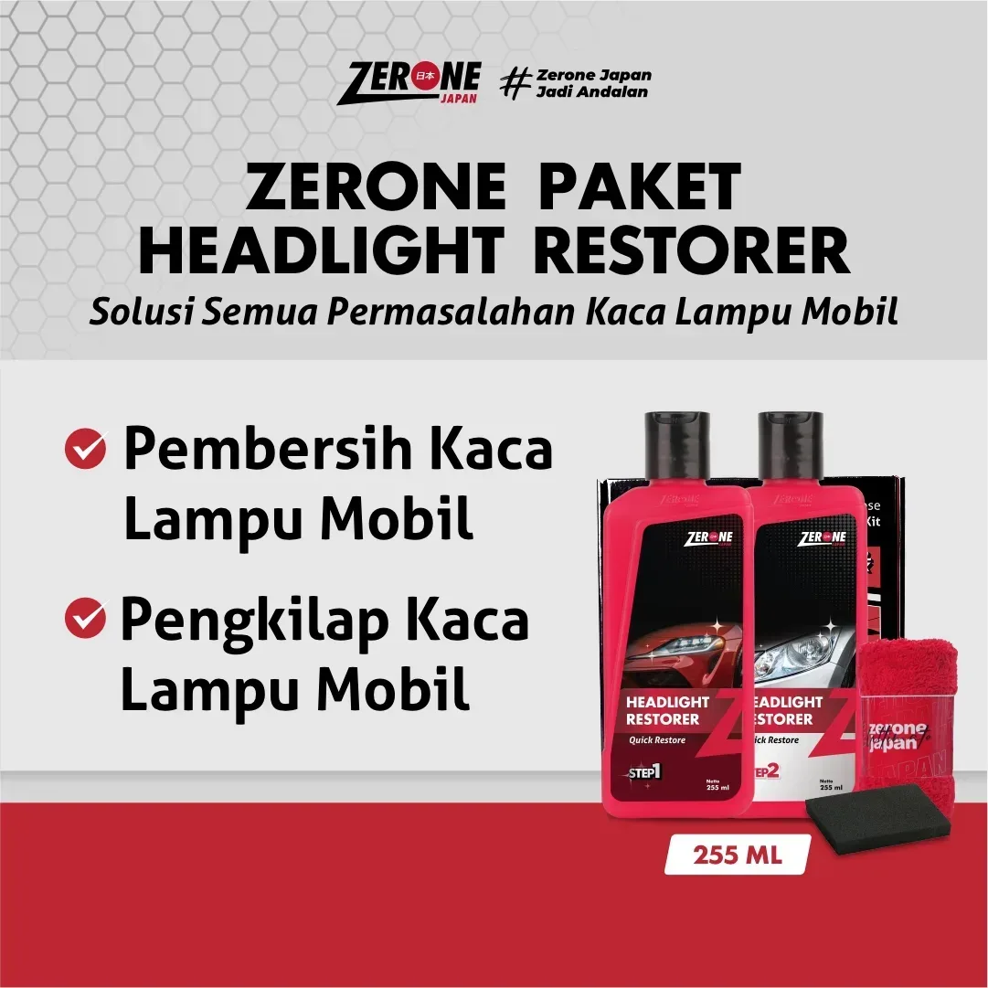 Zerone Paket Headlight Restorer 255 ml – Pembersih Jamur Kaca Mobil