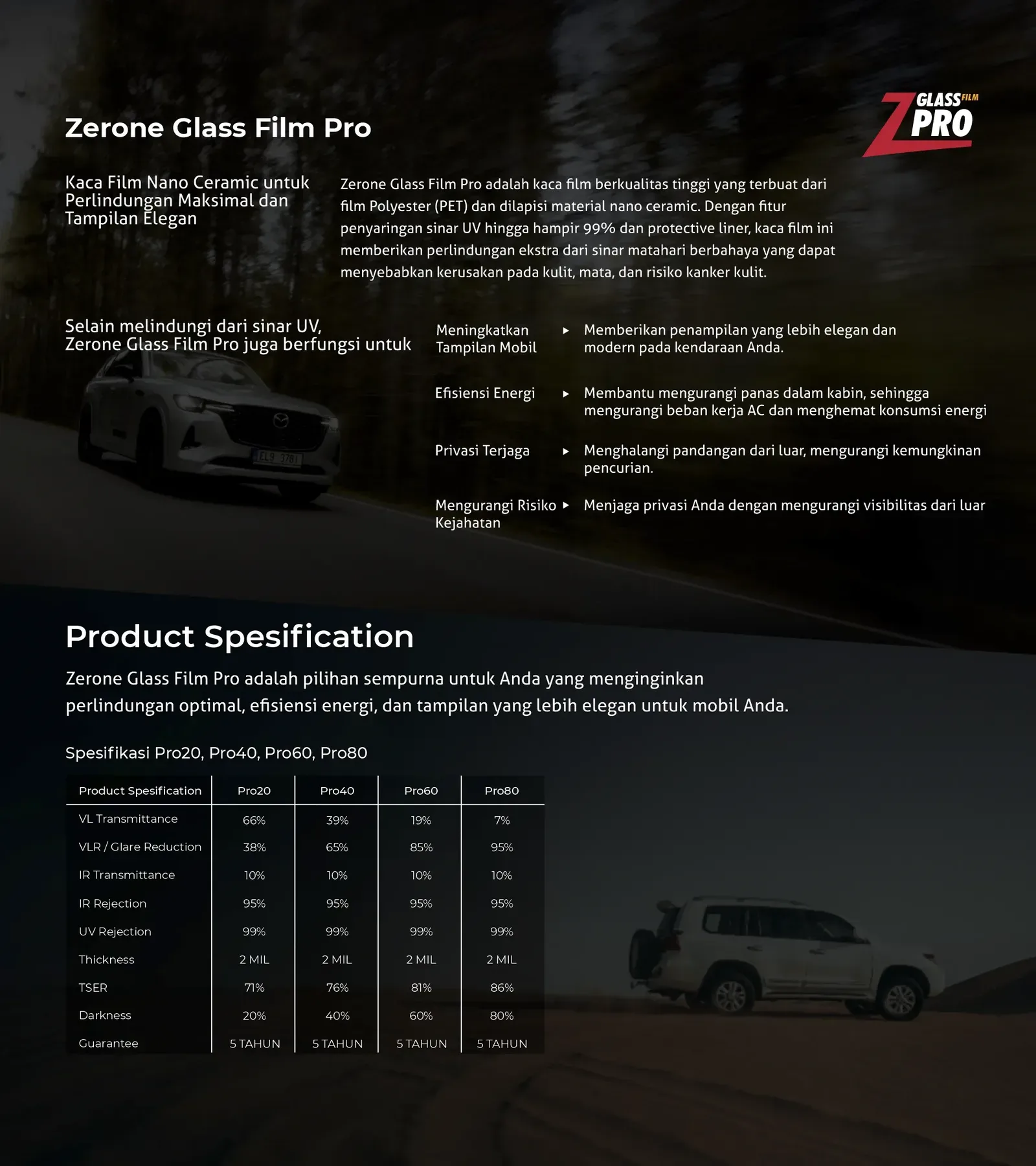 Rincian Z Glass Film PRO Zerone Japan