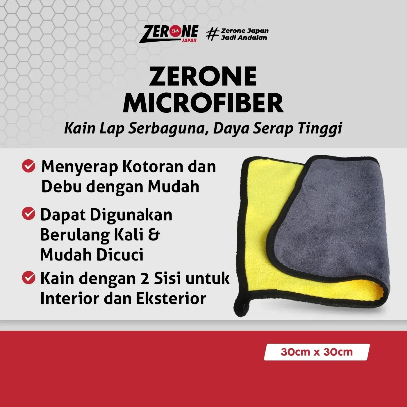 Zerone Microfiber Kuning – Lap Anti Bodi Kendaraan Anti Baret
