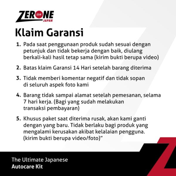 Zerone Japan - Engine Dressing - Klaim Garansi